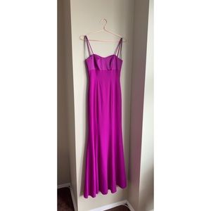Vera Wang Spaghetti Strap Satin and Crepe Dress